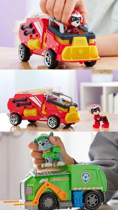 Щенячий патруль Рокки и мусоровоз Маршал и пожарная машина Зума Крепыш
