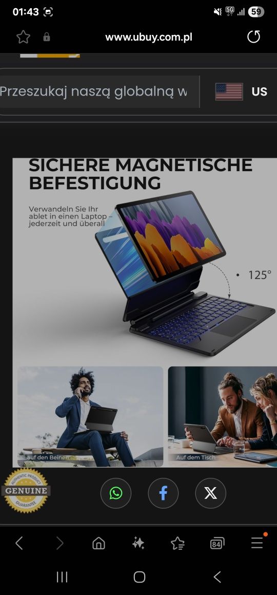 Etui DEXNOR do Tablet Samsung Galaxy Tab S10FE/S9/S9FE