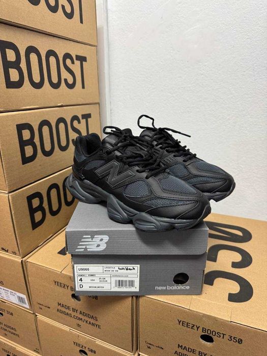 Кроссовки New Balance 9060 КОЖА / Нью Беленс 9060 черные 37 38 39
