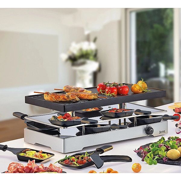 Raclette/grill stołowy, dla 8 os., 2 płyty grzewcze: kamienna/grillowa