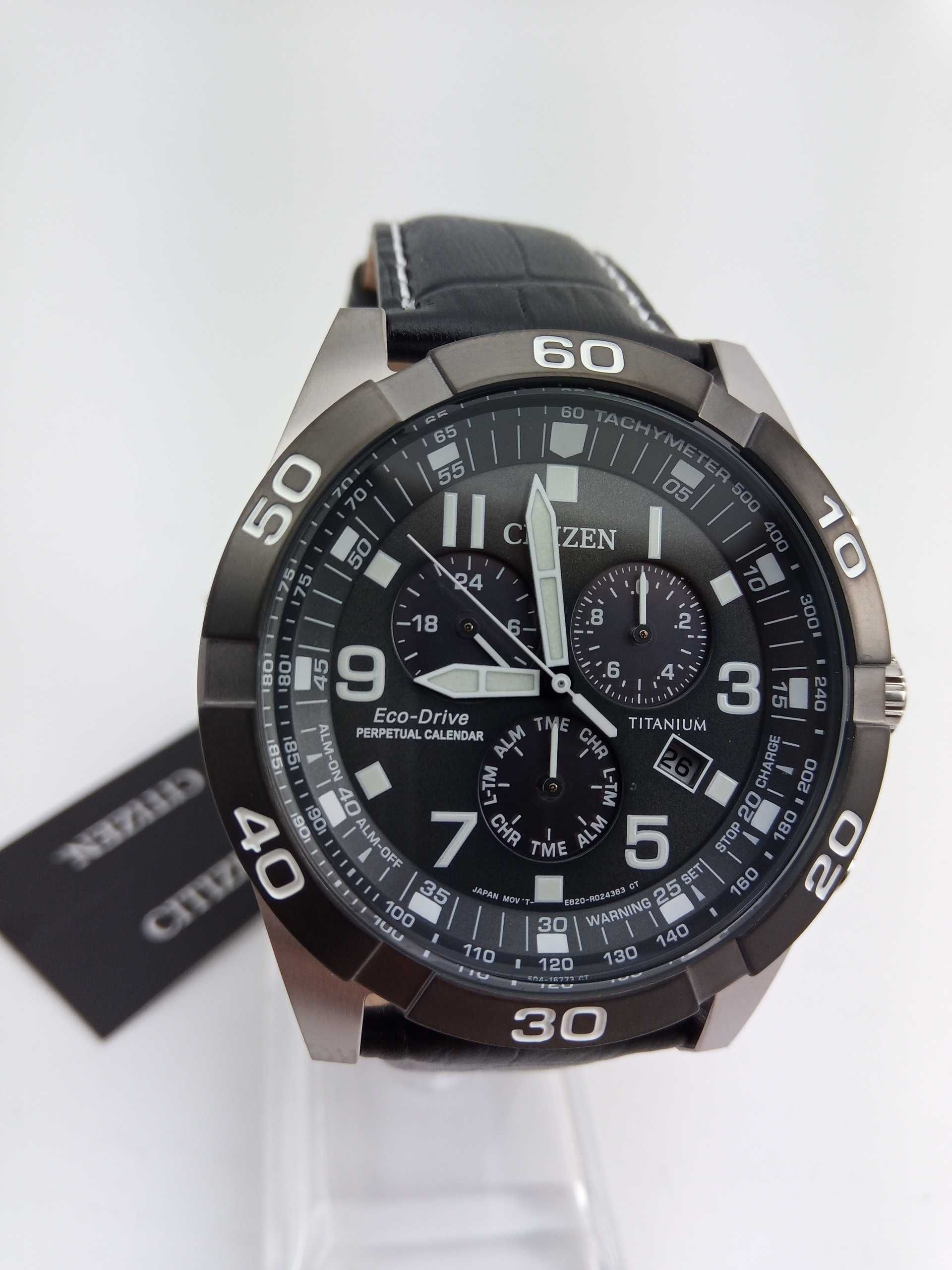 Мужские титановые часы Citizen BL5558-15H вечник, будильник, хронограф