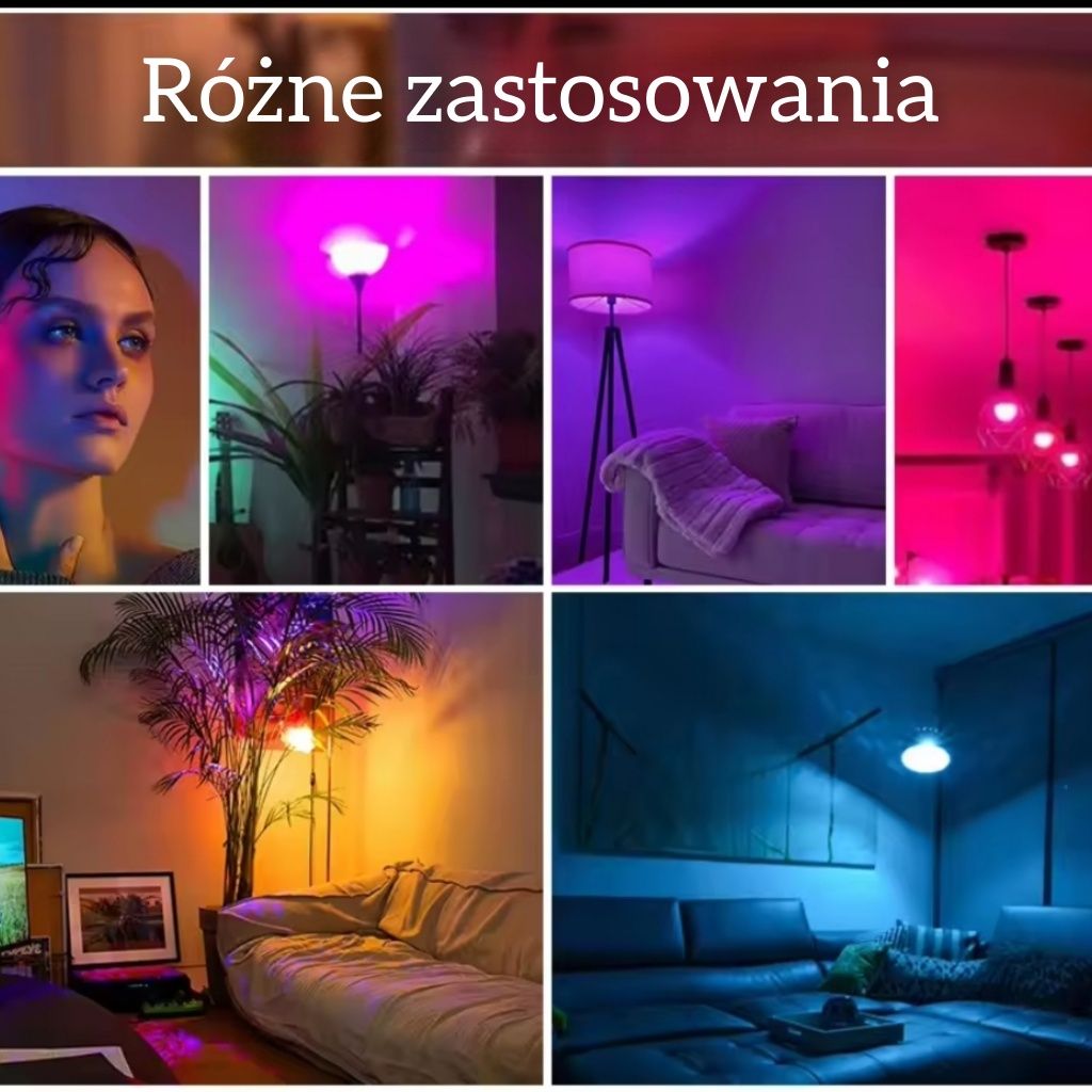 Żarówka LED E27 16 kolorów + pilot 24 przyciski