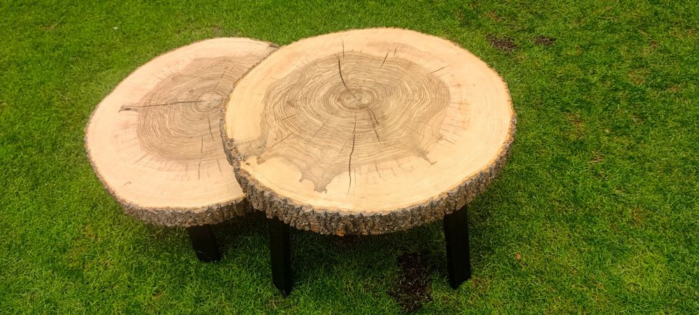 Stolik kawowy z litego drewna 70 cm handmade unikat