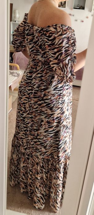 Długa wzorzysta sukienka hiszpanka wesele impreza Monnari  38 40