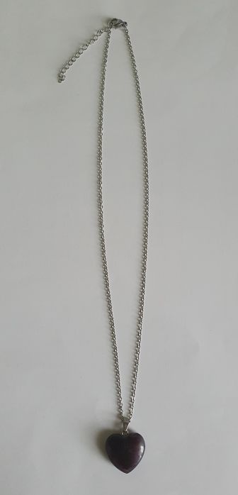 Łańcuszek Wisiorek Serce z naturalnym kamieniem