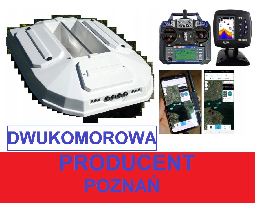 2 komorowa ŁÓDKA ZANĘTOWA premium 70cm Echosonda + GPS X /PROMOCJA