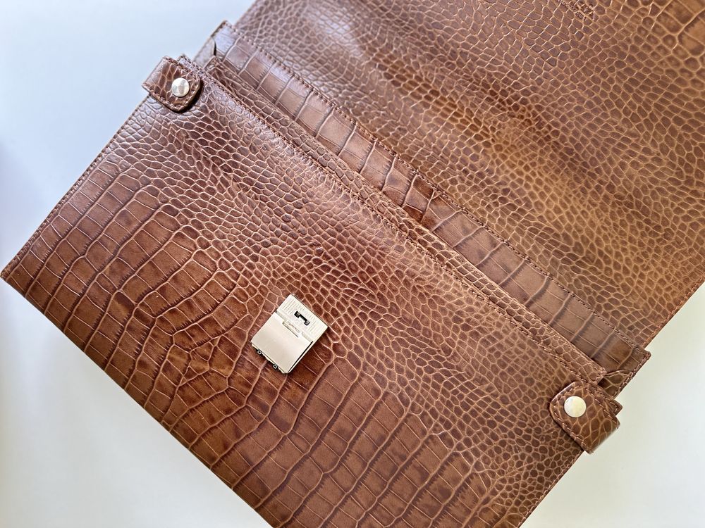 Кожаный мужской портфель коричневый
