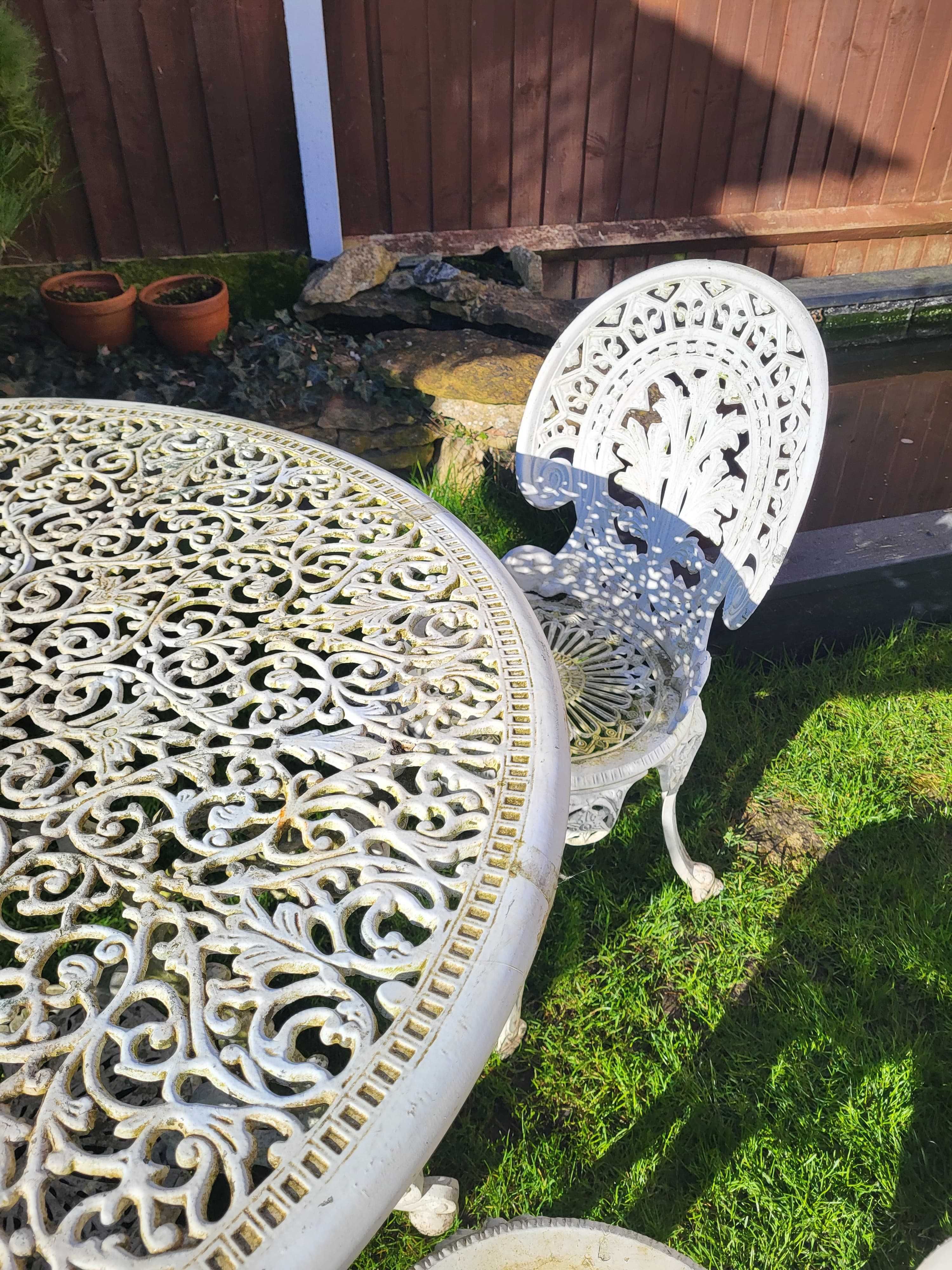 Aluminiowe meble ogrodowe zestaw stół 110 cm + 4 krzesła Wysyłka