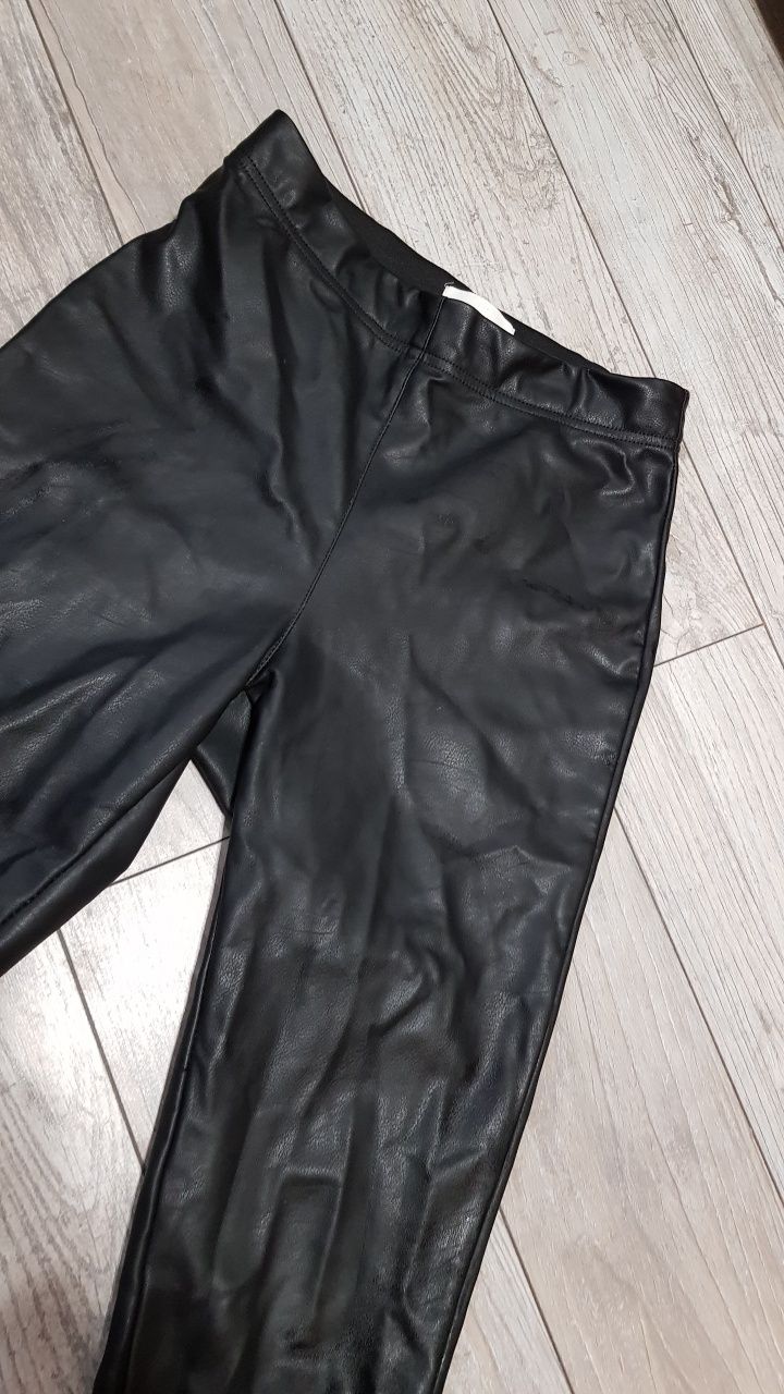 Spodnie woskowane ecoskóra legginsy 38