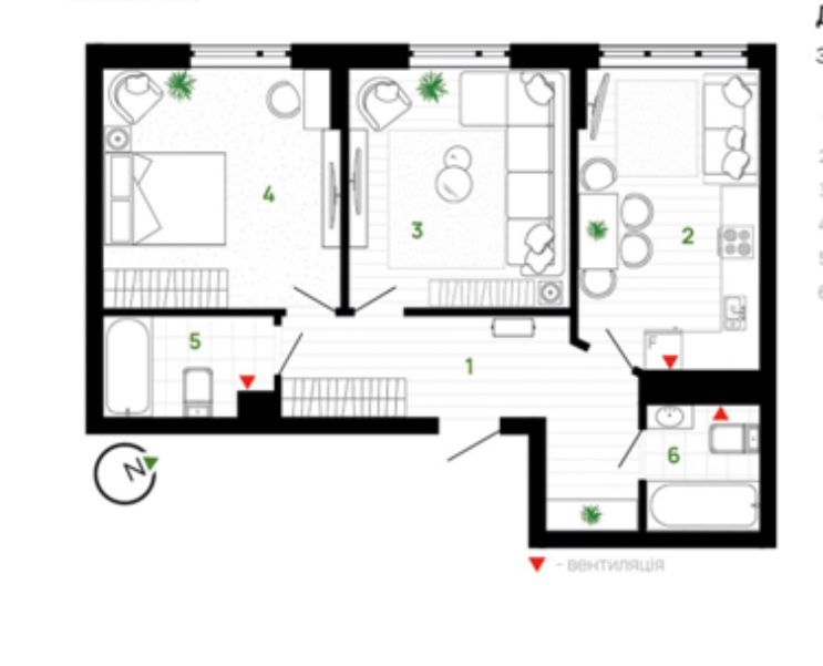 Здана 2х кімнатна квартира, Паркова Алея