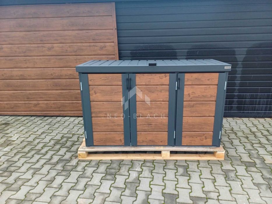 Zabudowa Koszy Na Śmieci Wiata  Obudowa 177X65X110 Cm 3X120L  Nb423
