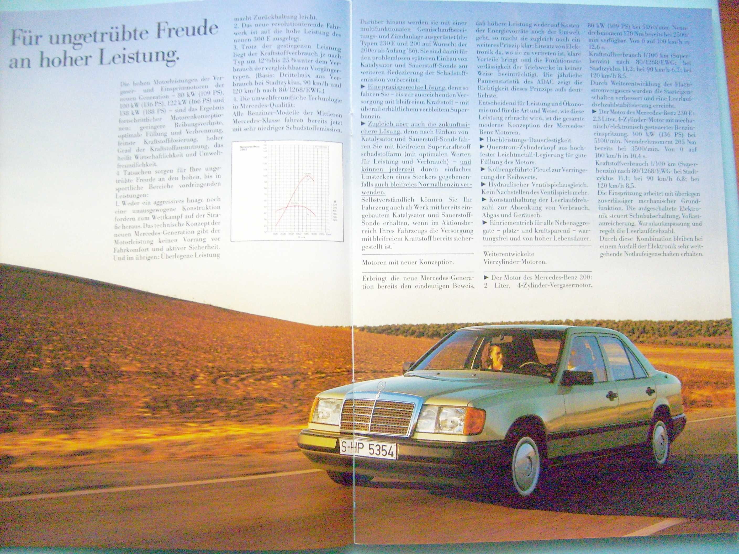 MERCEDES W124 E-Klasse 200-300E 1986 * prospekt 36 str. stan BDB