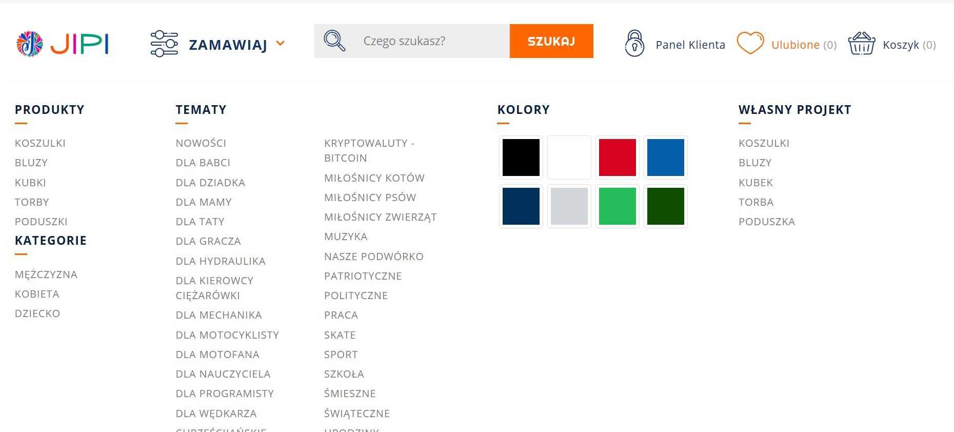 Gotowy serwis e-commerce - sklep z nadrukami na odzieży i gadżetach