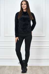 Golf sweter pluszowy damski czarny