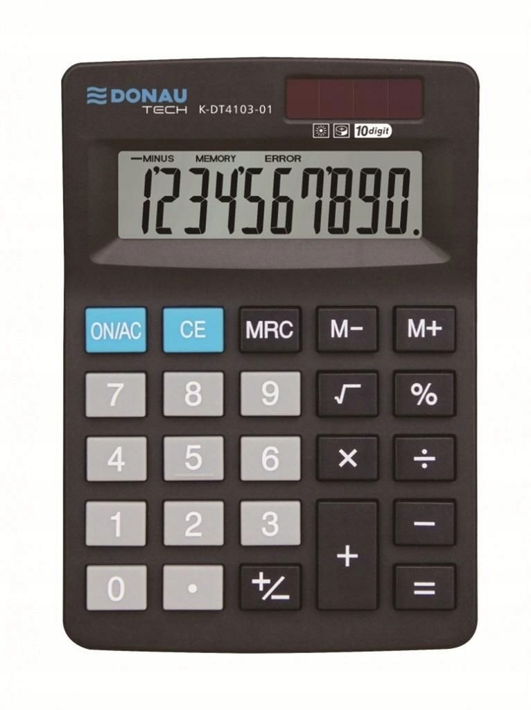 Kalkulator Biurowy 10 Cyfr. Czarny, Donau