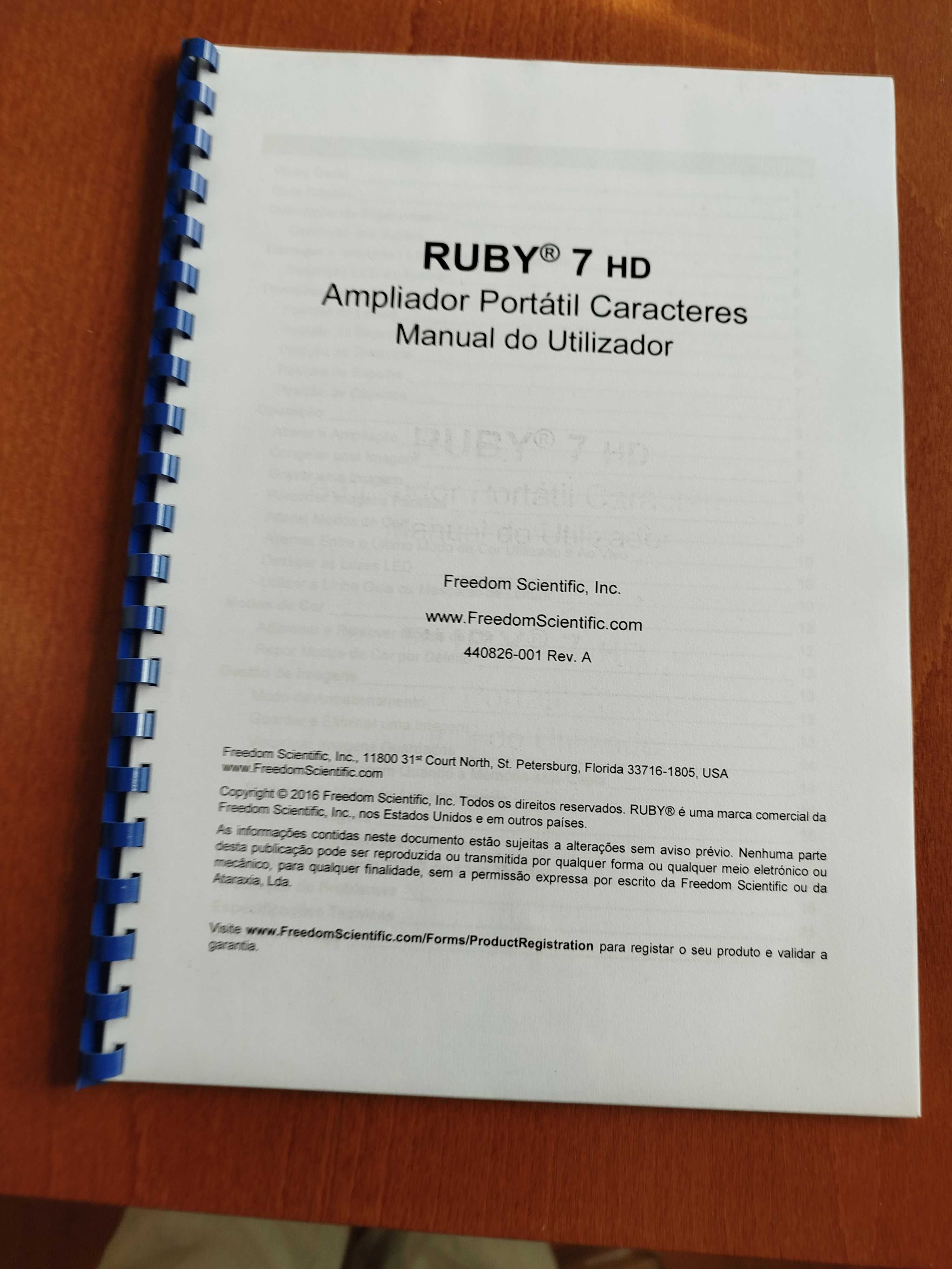 Ampliador RUBY 7HD para baixa visão