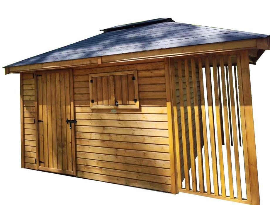 Domek narzędziowy, domek drewniany Świerk z Drewutnią altanystanior.pl