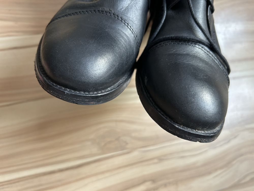 Skórzane botki prima moda skóra naturalna czarne za kostke klasyczne