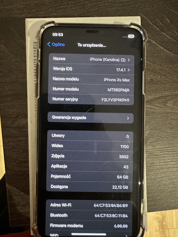 Iphone xs max 64 gb czarny