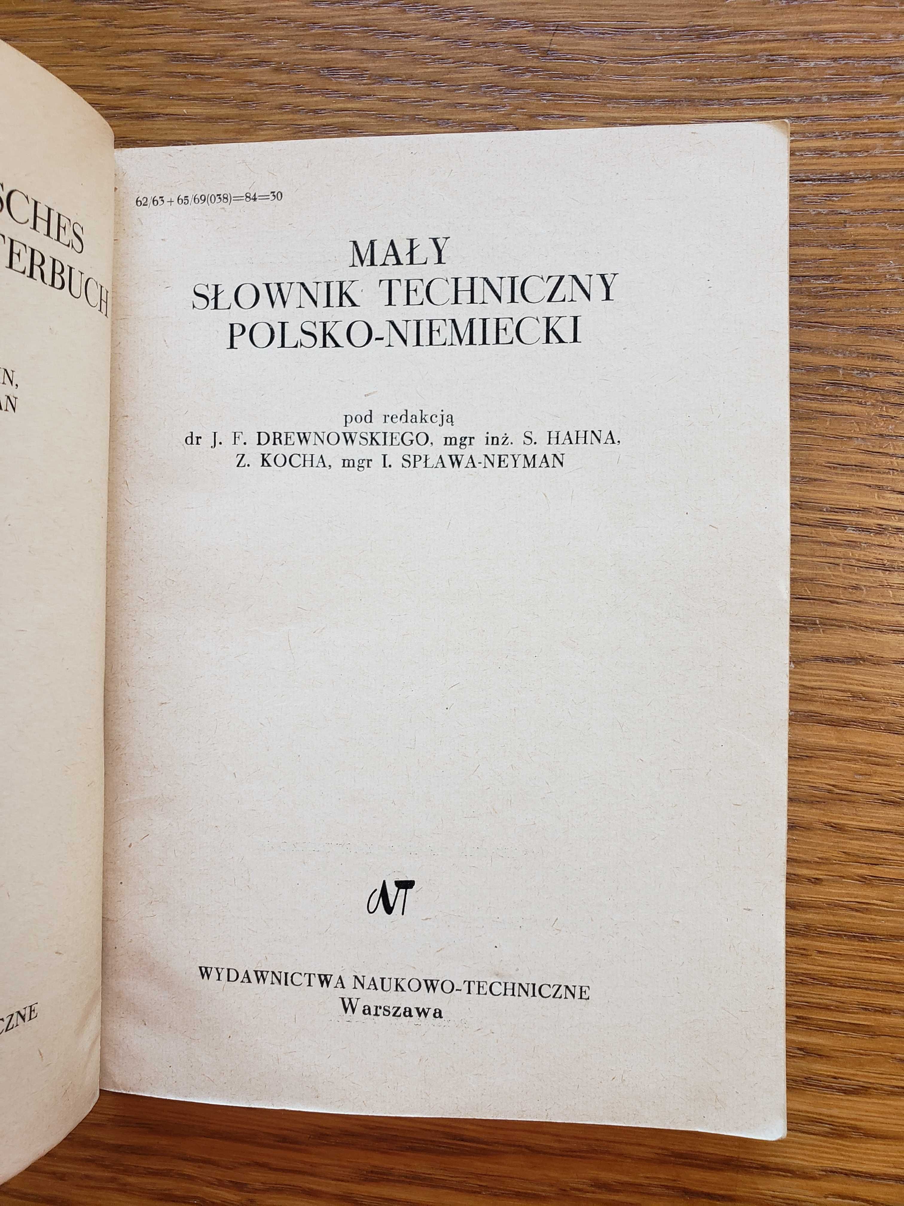 Mały słownik techniczny niemiecki polski i polsko niemiecki. W-wa 1963