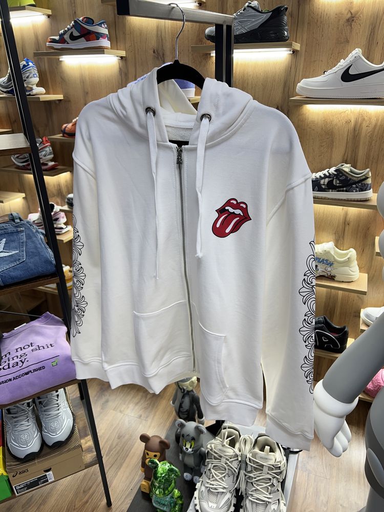 Зіп худі Chrome Hearts Rolling Stone White