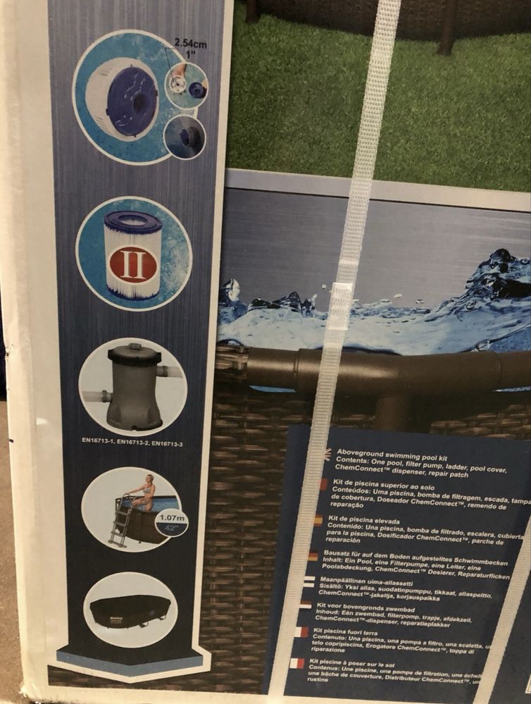 Basen stelażowy Bestway 427x250x100, pojemność 7 250 l. Rattan brązowy