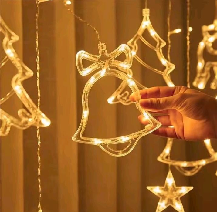 Cortina de Luzes LED — Perfeita p/ Natal, Festas e Quartos!