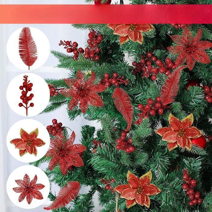 DURANTEY Zestaw Choinkowych Ozdób Czerwone 22 sztuki