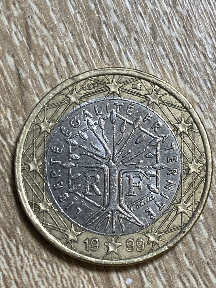 Moneta 1 euro Francja 1999 rzadka z błędem