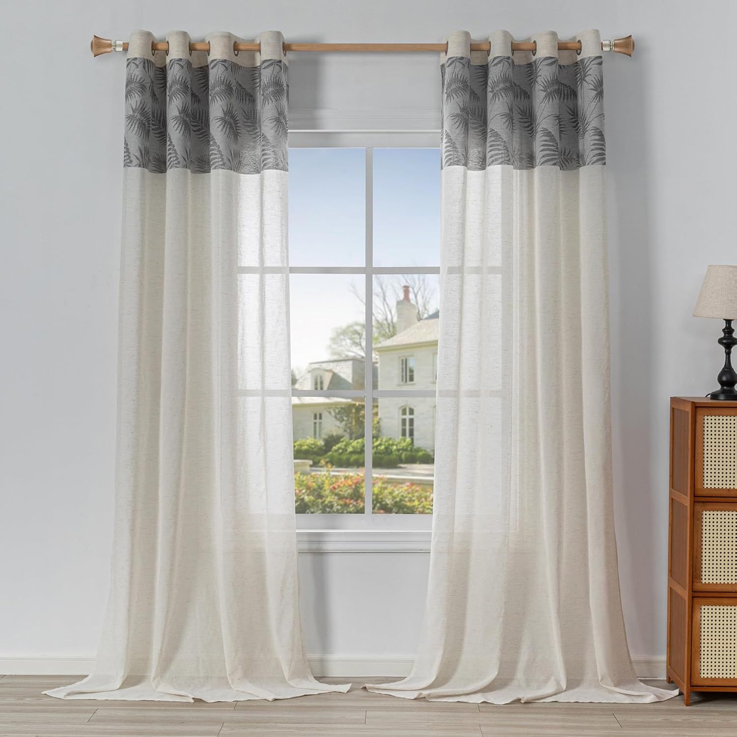 Zasłony Boho 2szt Półprzezroczyste Beżowe 260x140 na Przelotkach