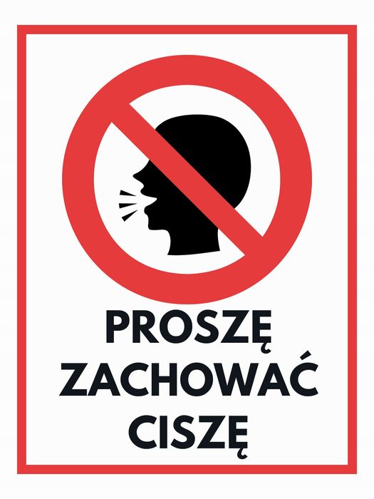 plakat metalowy informacja proszę zachować ciszę 30x40