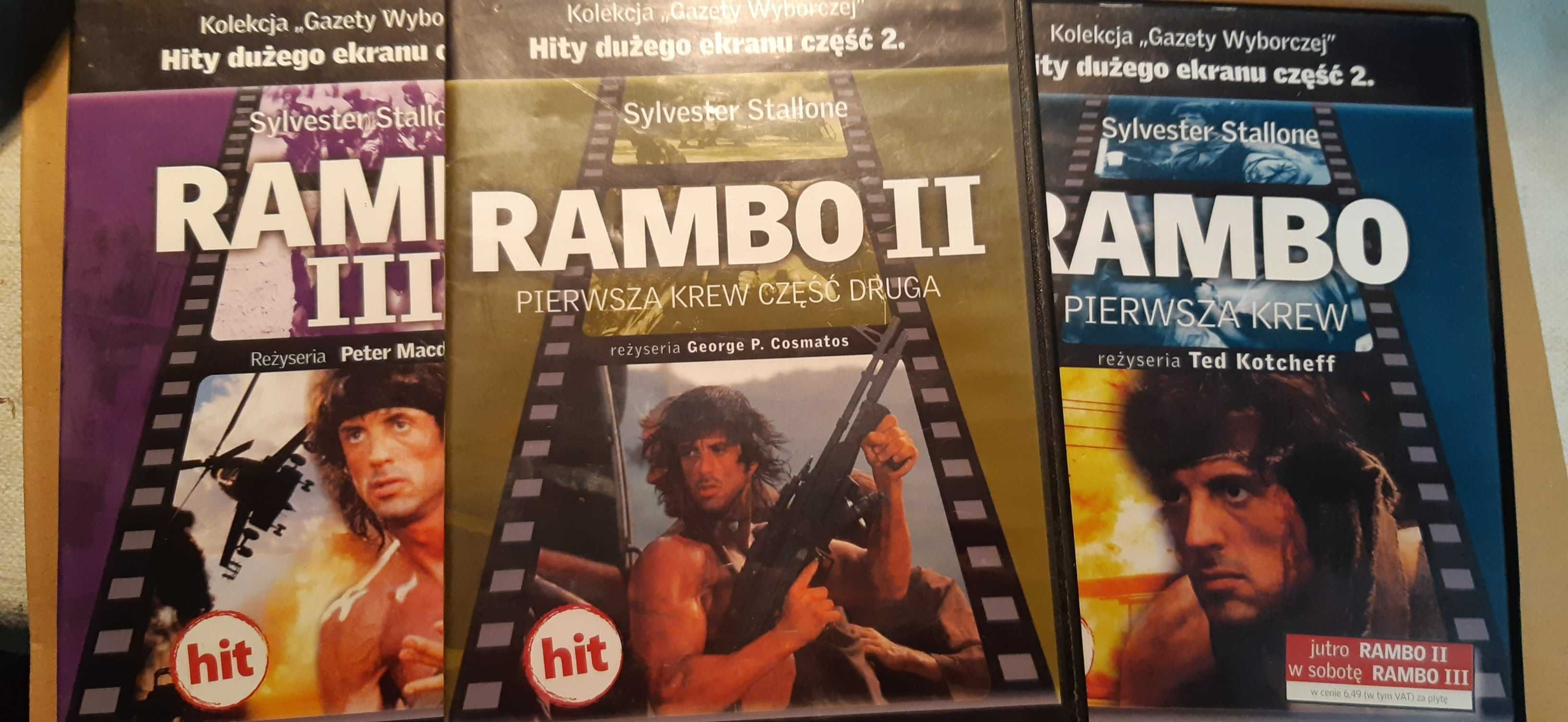 zestaw 3 dvd  rambo 1,2,3,, sylwester stallone