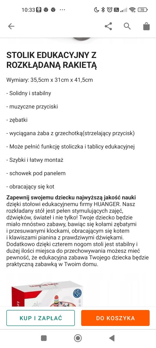 Stolik edukacyjny dla dzieci