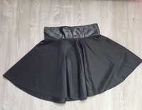 Czarna spódniczka z paskiem skórką na lato L/40 a black summer skirt