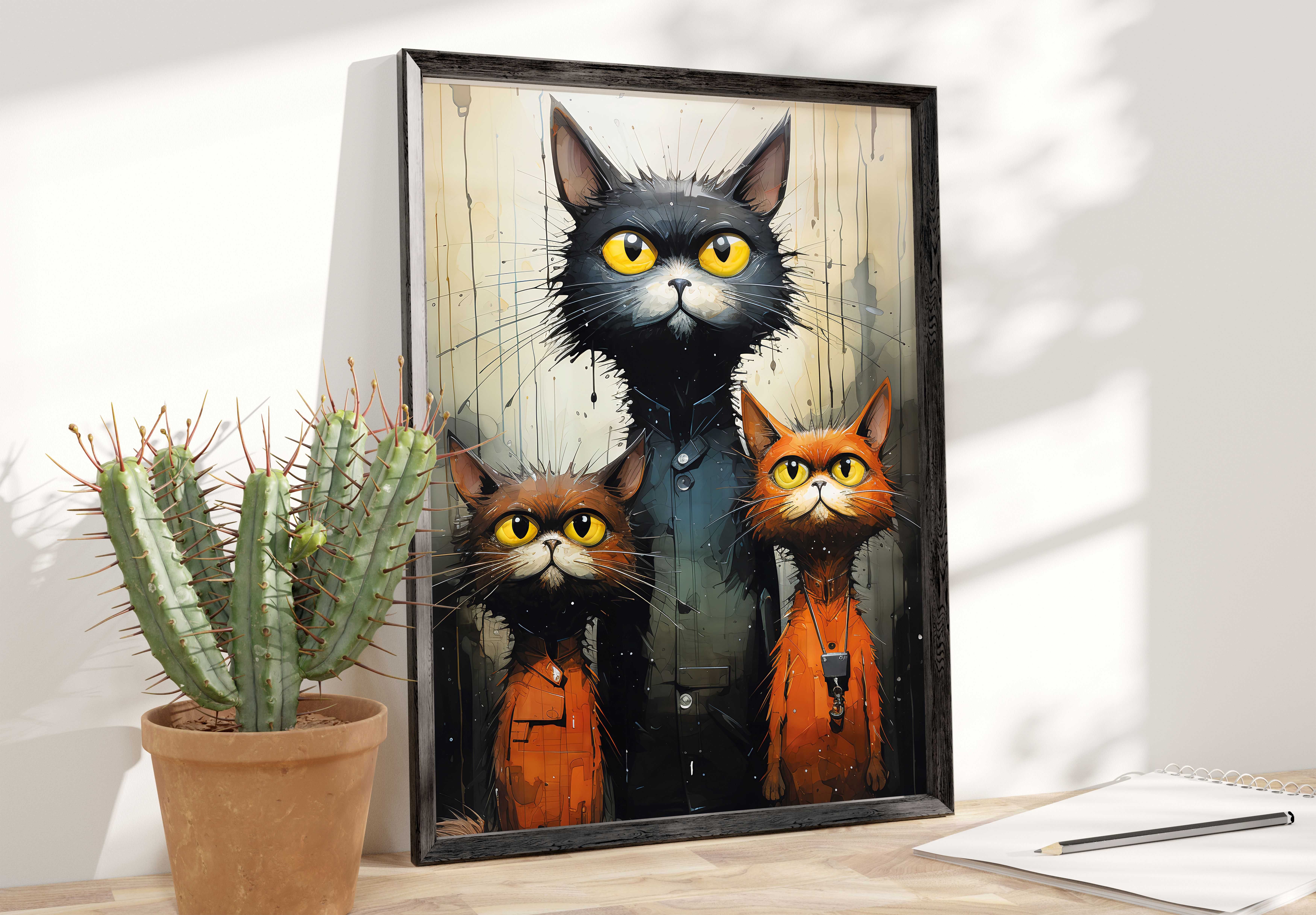 Plakat A3 rodzinka kotów