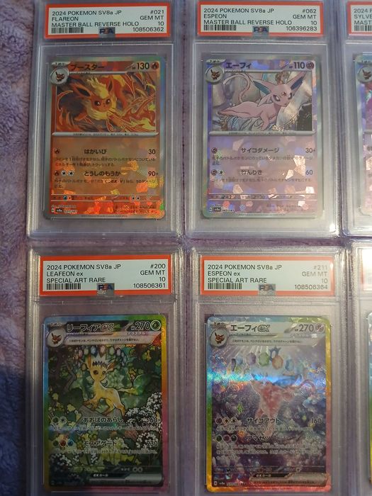 Karty Terastal Festiwal 8x PSA10 1x PSA9 1x PSA8 eevee espeon SAR Pika