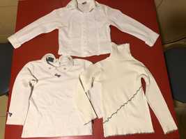 Білі шкільні блузки, лонгсліви, кофти, реглани для дівчинки 3-14 років