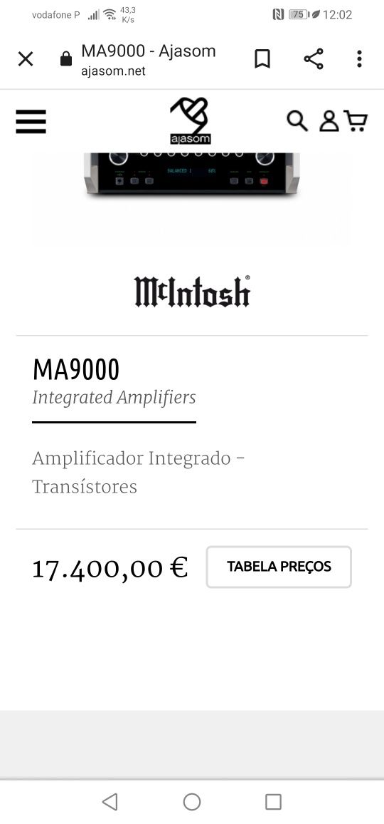 Mcintosh MA9000 - IGUAL A NOVO  -  17400Pvp