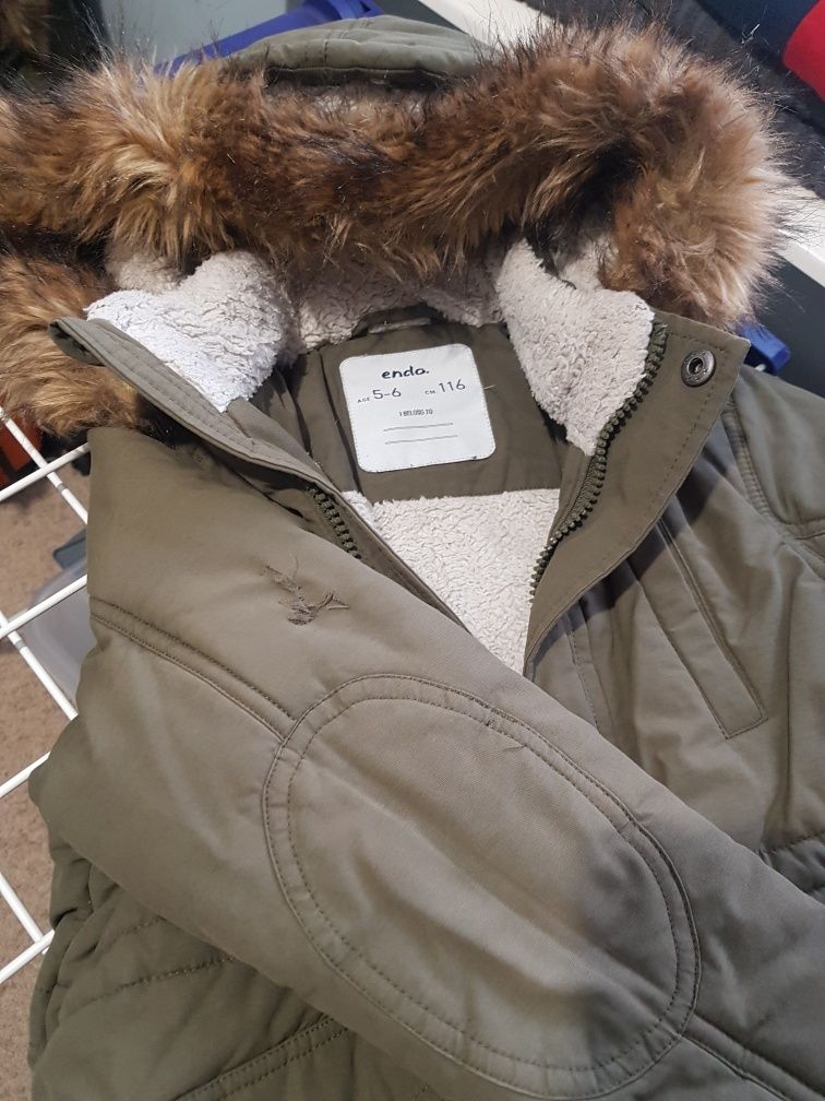 Parka zimowa endo ciepla zielona oliwka khaki