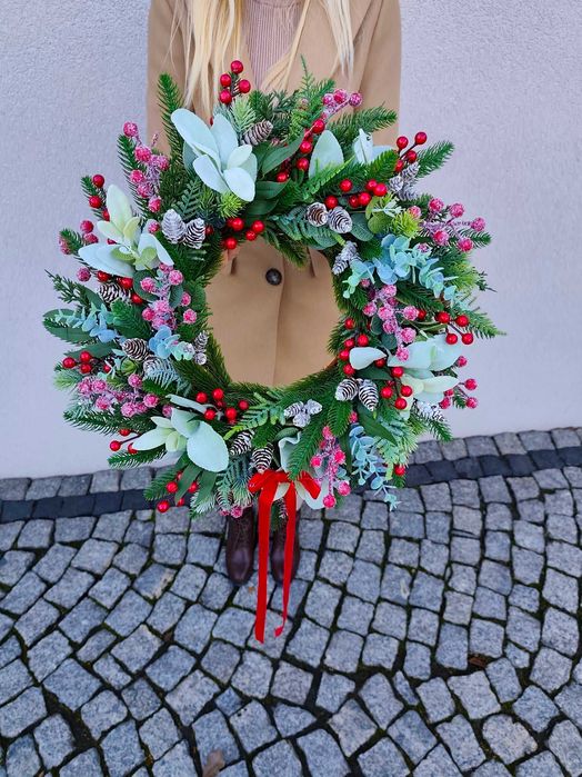 Wieniec na drzwi 50 cm,ścianę,wianek świąteczny,stroik,Boże Narodzenie