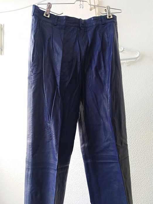 Calças vintage em couro genuíno