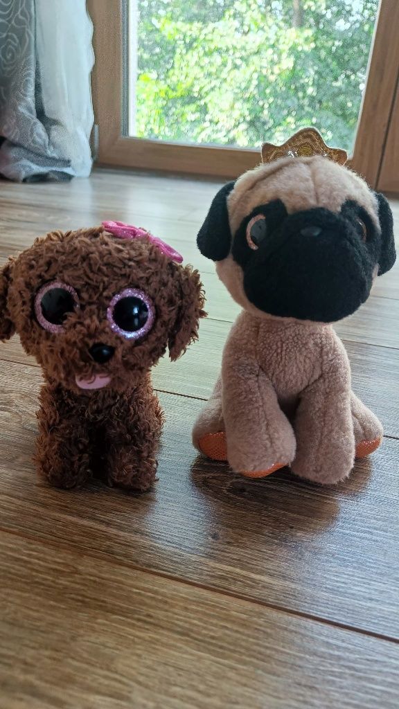 Pluszaki pieski maskotki przytulanki duże oczy mops kundelek