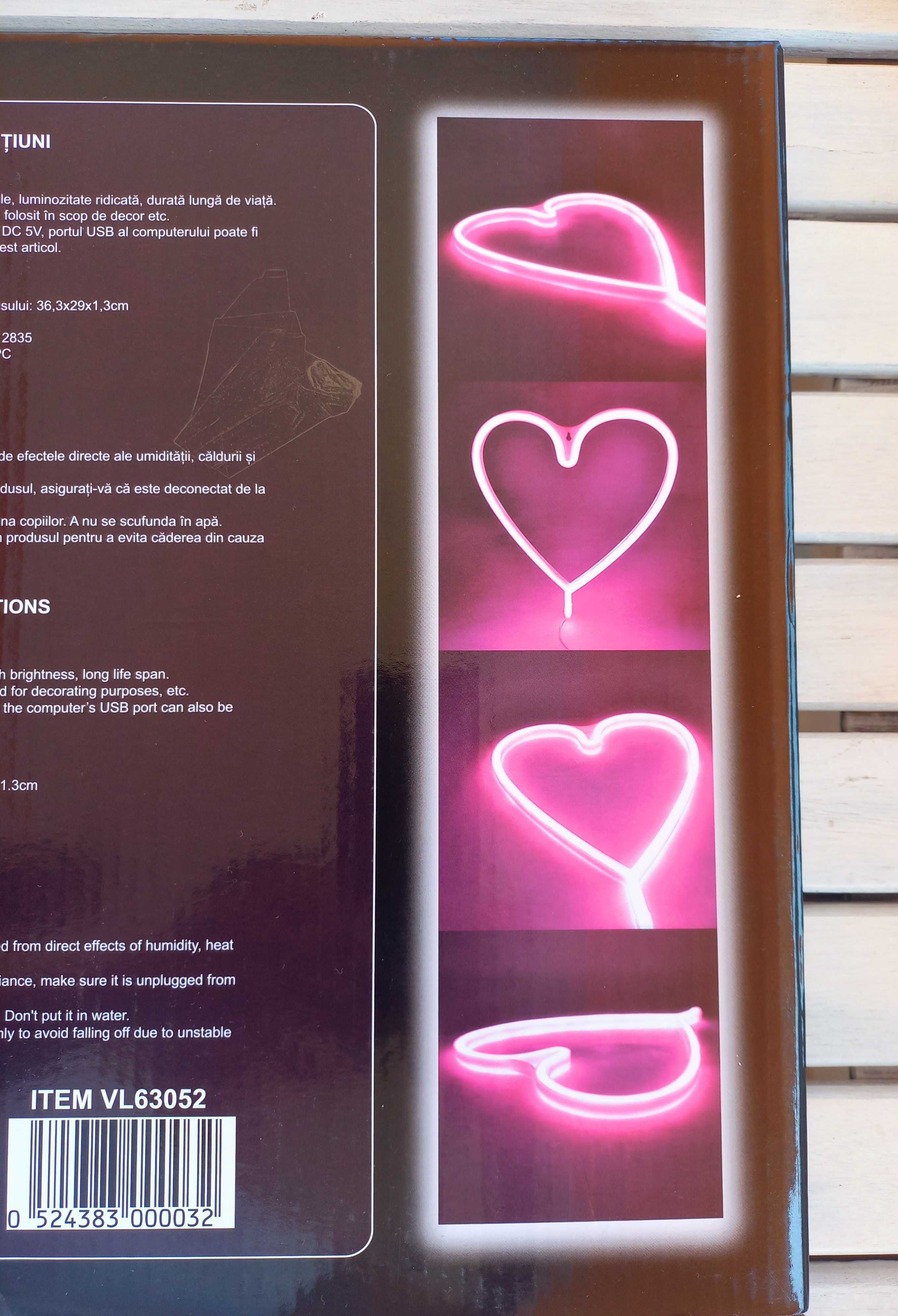 Luz néon coração rosa