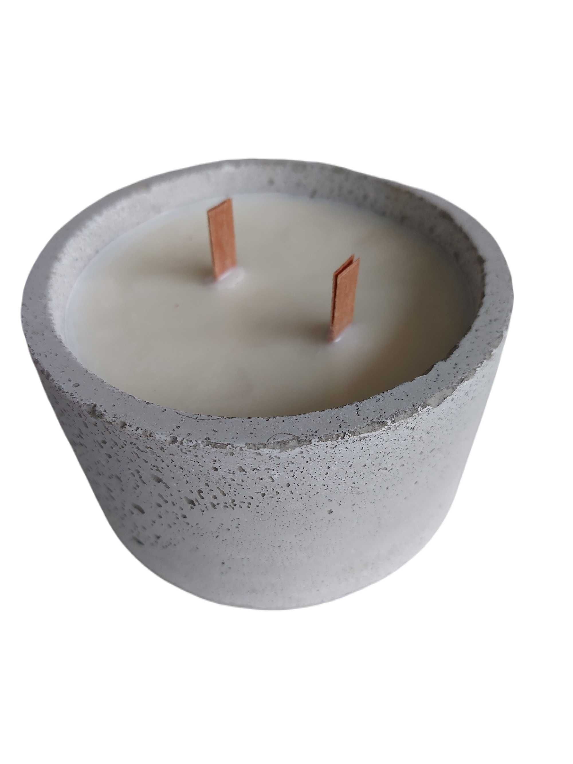 Świeczka sojowa 400g, zapach-pieczone jabłko , ekologiczna w betonie