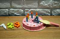 Drewniany zestaw urodzinowy (tort) dla dzieci