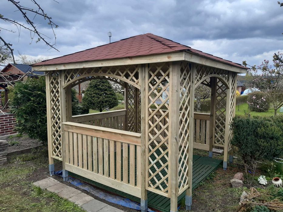 ALTANA ogrodowa PAWILON z drewna WIATA drewniana pergola deska NOWA
