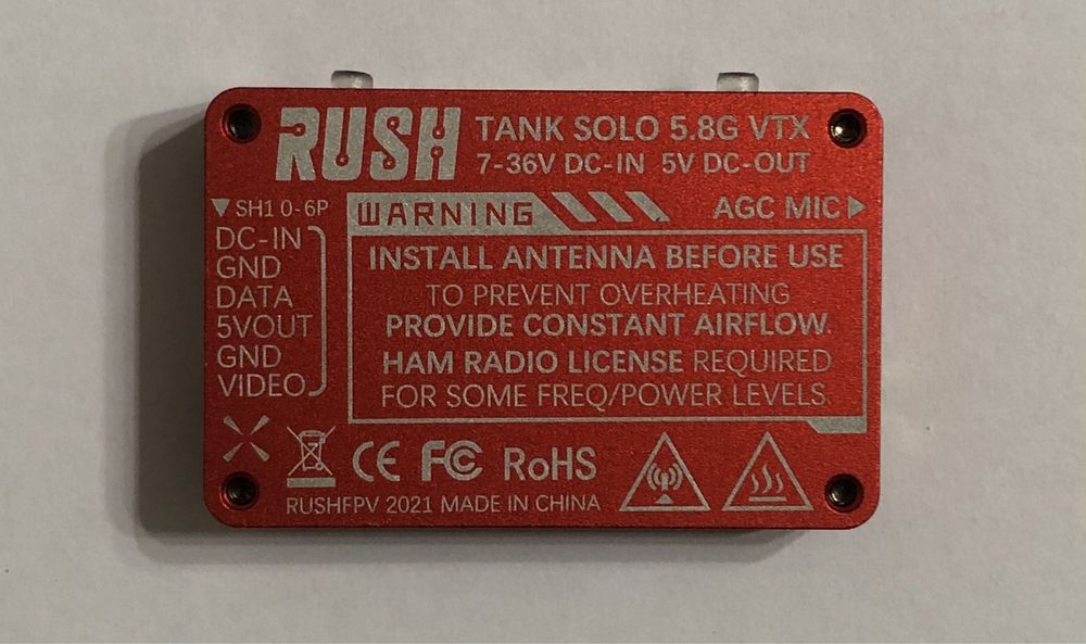 Відеопередавач RUSH TANK SOLO 5.8G VTX