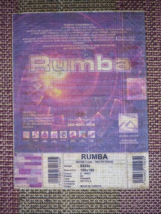 Dywan fioletowy szary siwy 100 x 180 cm Rumba