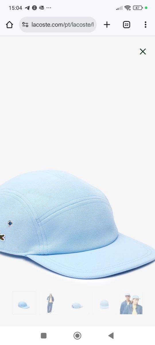 Boné Lacoste Piqué Jockey azul novo!