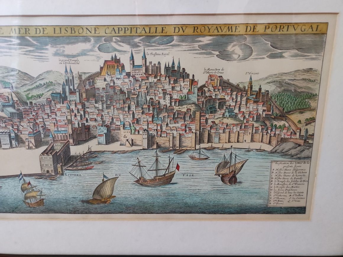 Vista de Lisboa, estampa s/ papel, 30 x 77 cm